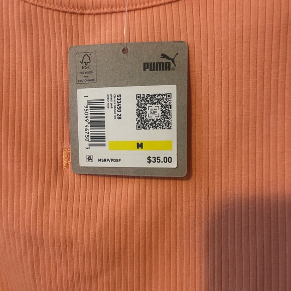 Puma Peach Rose Ribbed Crop top - Picture 4 of 5